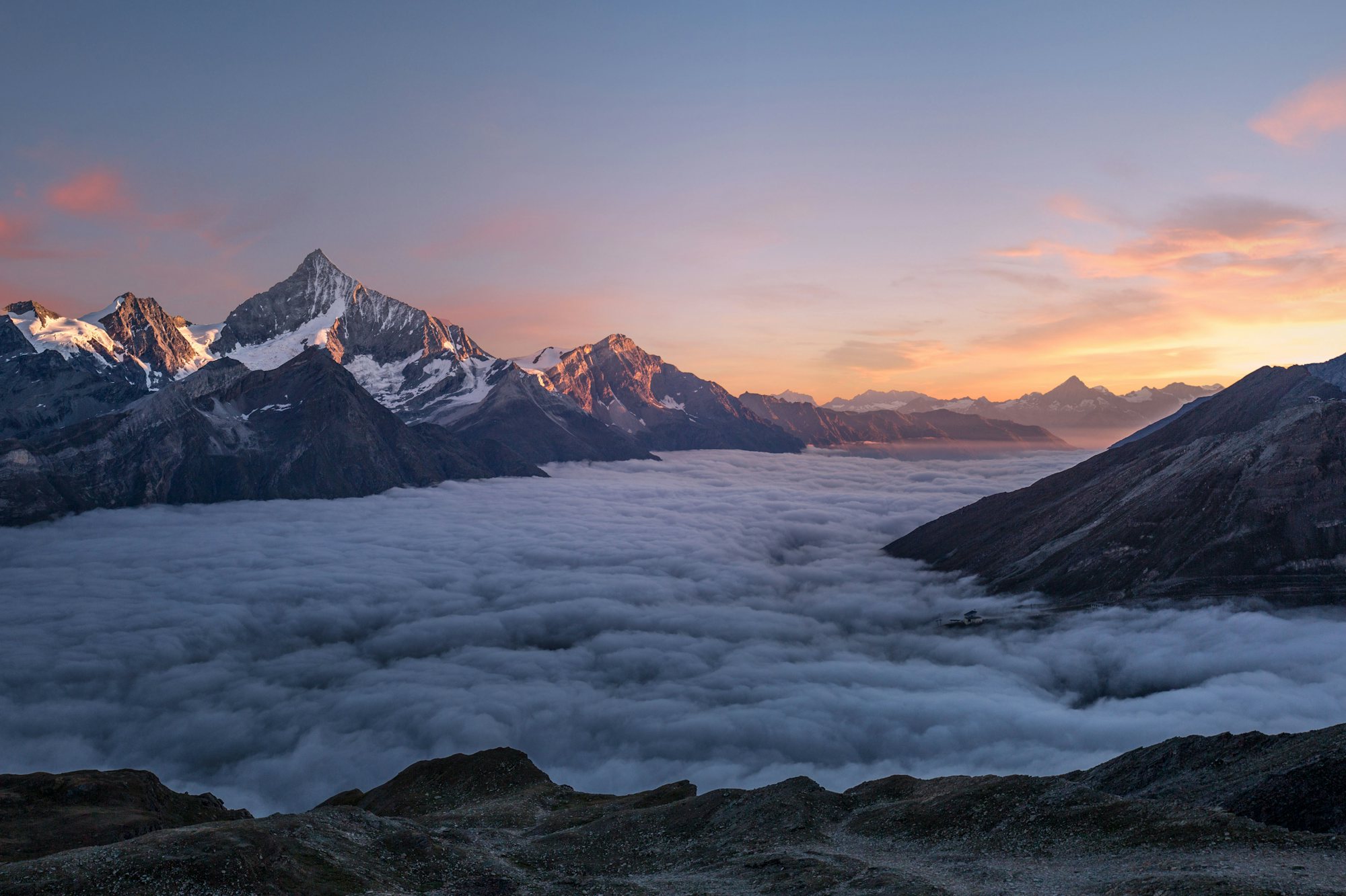 Mountain ridgeline in low light